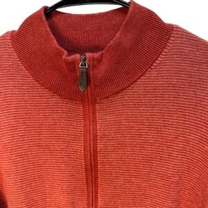 Vineyard Vines Mens Thaxter Stripe Quarter Zip Cashmere Blend Sweater Red XL